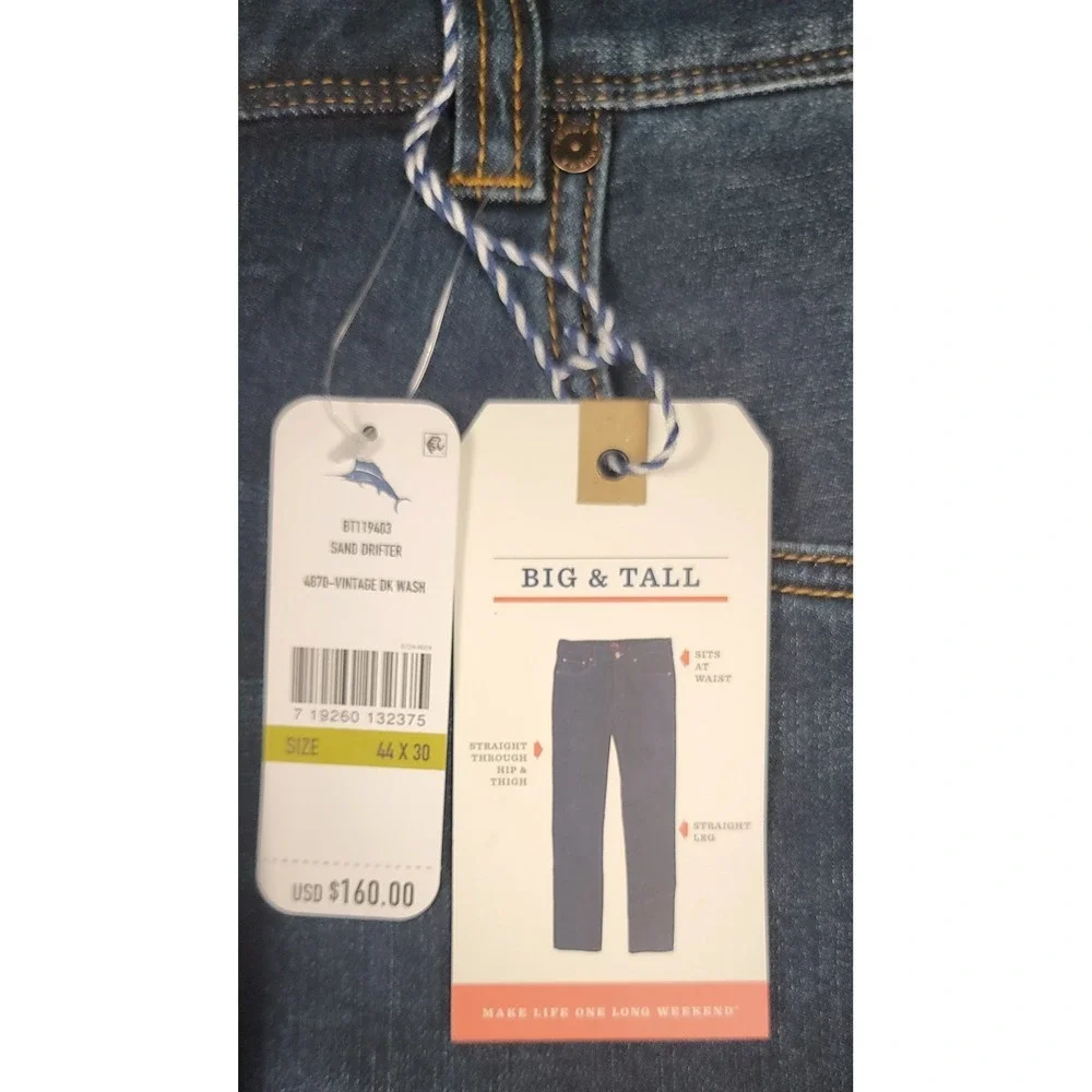 NWT Tommy Bahama Sand Drifter Men's Straight Leg Blue Denim Jeans Sz 44x30 - Picture 4 of 10